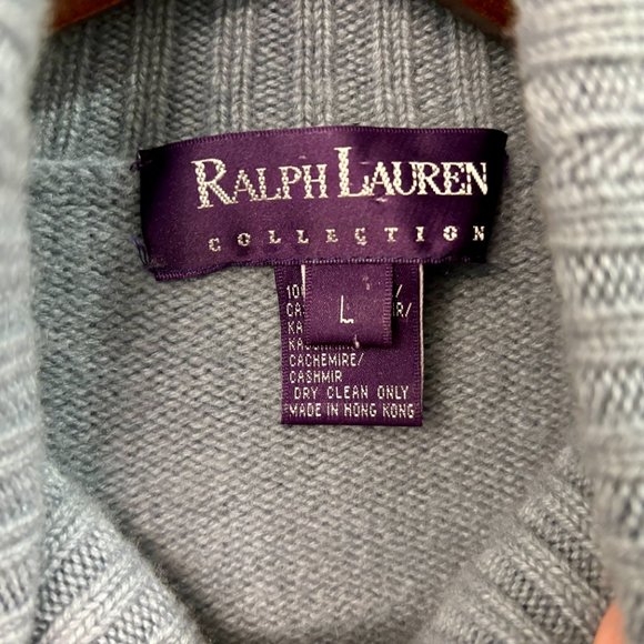 Ralph Lauren Collection Light Blue 100% Cashmere Turtleneck Sweater | Size L - Picture 4 of 7